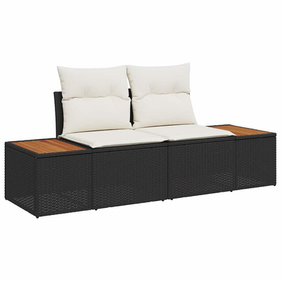Sofa Ogrodowa Czarny 184 x 62 x 85cm polirattan