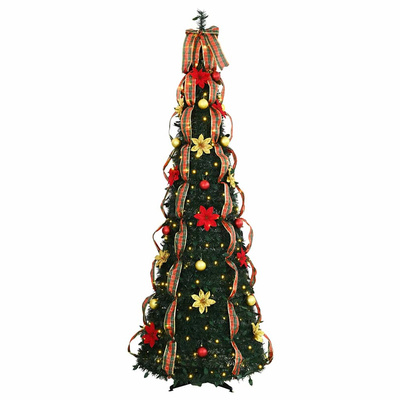 Sztuczna choinka z 200 diodami LED Zielony 215 cm PVC