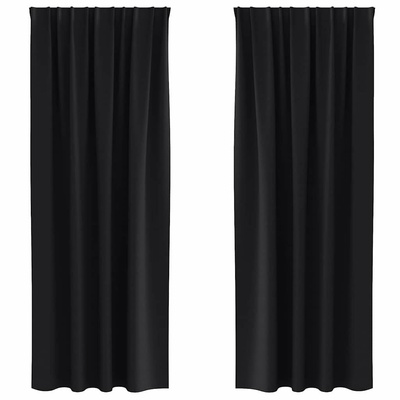 Firany blackout z kółkami 2 pcs Czarny 225 x 140 cm Poliester