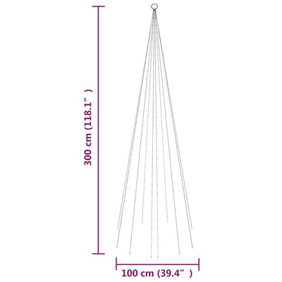 vidaXL Choinka do montażu na maszcie, 310 ciepłych białych LED, 300 cm