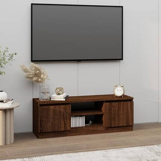 vidaXL Szafka pod TV, z drzwiczkami, brązowy dąb, 102x30x36 cm
