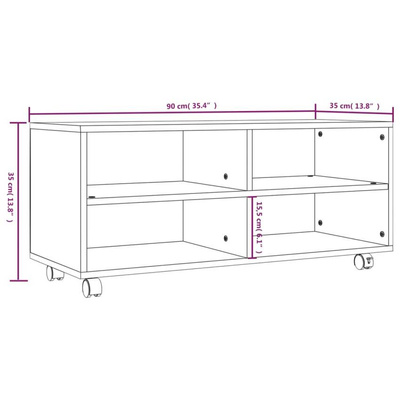 vidaXL Szafka pod TV, na kółkach, dąb sonoma, 90x35x35 cm