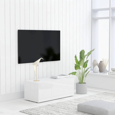 vidaXL Szafka pod TV, biała, wysoki połysk, 80x34x30 cm