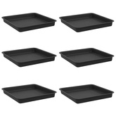 Kwadratowa Taca na Kwiaty 6 pcs Czarny 18 x 18 x 2 cm