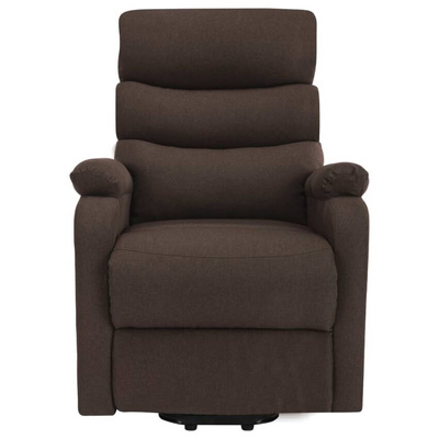 vidaXL Podnoszony fotel masujący, brązowy, obity tkaniną