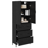Highboard Czarny Dąb 69,5 x 34 x 180 cm Drewno inżynieryjne