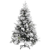 vidaXL Choinka flokowana śniegiem i szyszkami, 150 cm, PVC i PE