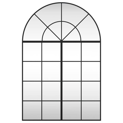 vidaXL Lustro ścienne, czarne, 80x120 cm, zakończone łukiem, żelazo