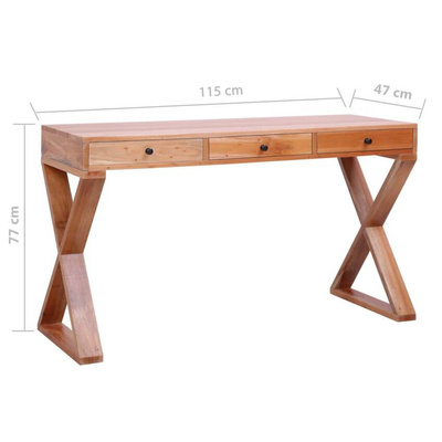 vidaXL Biurko komputerowe, naturalne, 115x47x77 cm, lity mahoń