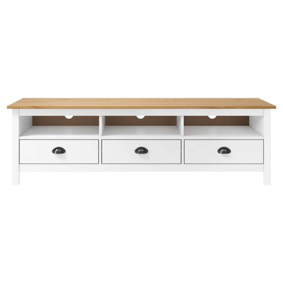 vidaXL Szafka pod TV Hill, biała, 158x40x47 cm, lite drewno sosnowe