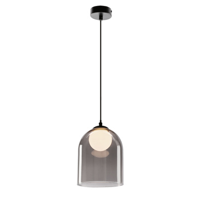 Lampa wisząca KLEA szklana – z grafitowym oraz mlecznym kloszem – nowoczesna lampa nad stół do salonu G9 LED