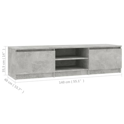 vidaXL Szafka pod TV, betonowy szary, 140x40x35,5 cm