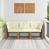 3 szt. Modułowa sofa na zewnątrz Naturalny