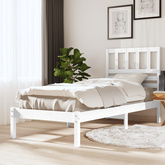 vidaXL Rama łóżka, biała, 75x190 cm, pojedyncza mała, drewno sosnowe