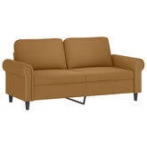 2-osobowa sofa z poduszkami, brązowa, 140 cm, aksamit