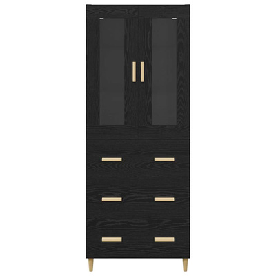 Highboard z szufladą Czarny Dąb 69,5 x 34 x 180 cm