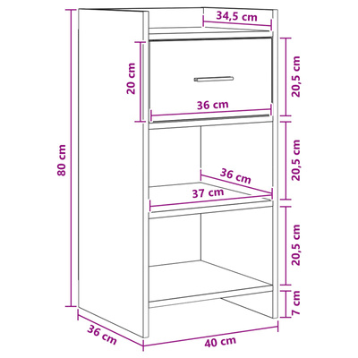 Bufet Betonowy szary 40 x 36 x 80 cm Drewno inżynieryjne