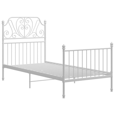 vidaXL Rama łóżka, biała, metalowa, 90 x 200 cm model standard