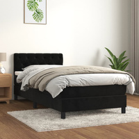 vidaXL Łóżko kontynentalne z materacem, czarne, aksamit 80x200 cm model standard
