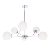 BELWEDER lampa wisząca chromowy 8x40W E14 klosz biały 38-39866