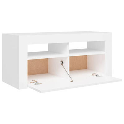 vidaXL Szafka pod TV z oświetleniem LED, biała, 90x35x40 cm