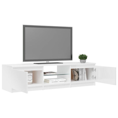 vidaXL Szafka pod TV z LED, biała, wysoki połysk, 140x40x35,5 cm