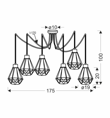 Lampa wisząca czarno-złota 6 Primo P 36-00316