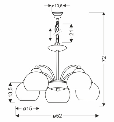 Lampa wisząca MEDINA srebrna 5x60W E27klasyczna elegancja do salonu jadalni