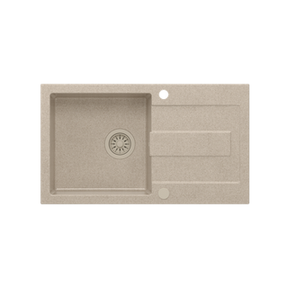 CHRISTIAN 111 zlewozmywak granitowy beżowy (78x45x18,5) z zaślepką i odpływem beżowym (komora 37x38 cm)