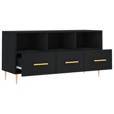 vidaXL Szafka pod TV, czarna, 102x36x50 cm, materiał drewnopochodny