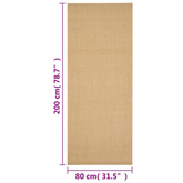 vidaXL Dywanik, naturalny sizal, 80x200 cm