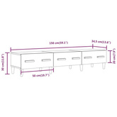vidaXL Szafka pod TV, czarna, 150x34,5x30 cm, materiał drewnopochodny
