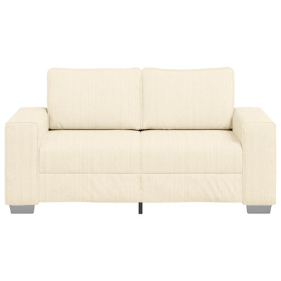Sofa dwuosobowa kremowa 160x77x82 cm Tkanina sztruksowa
