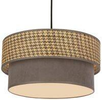 Lampa wisząca z abażurem Karrara czarna do salonu beżowo-szara E27
