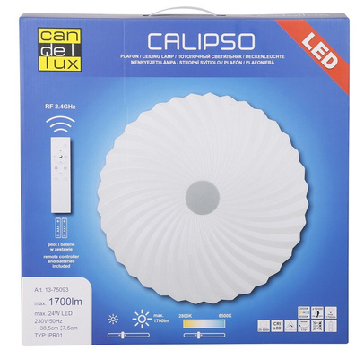 Plafon biały LED 38,5cm zmienna barwa jasność + pilot Calipso 13-75093
