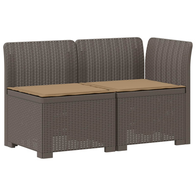 Sofa Ogrodowa 2-osobowa z Poduszkami w Wyglądzie Rattanowym