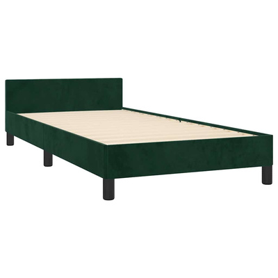 vidaXL Rama łóżka z zagłówkiem, ciemnozielona, 90x190 cm, aksamitna model standard