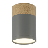 Lampa sufitowa tuba szaro-drewniana okrągła 1xGU10 natynkowa