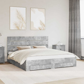 Ramka łóżka Betonowy szary 200 x 200 cm Drewno inżynieryjne