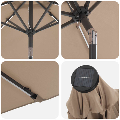 Parasol ogrodowy z oświetleniem LED i podstawą 200 x 300 cm