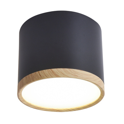 Lampa sufitowa tuba czarna drewniana okrągła LED zintegrowana Candellux