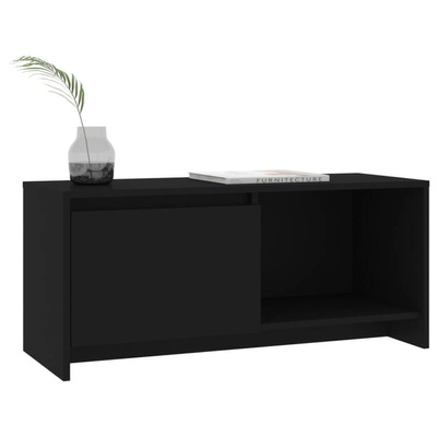 vidaXL Szafka pod TV, czarna, 90x35x40 cm, materiał drewnopochodny