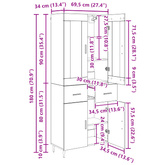 Highboard 2 szt. Dąb rzemieślniczy 69,5 x 34 x 180 cm