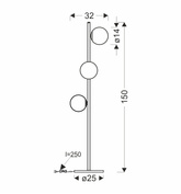 Kama lampa podłogowa czarny+złoty 3x28W G9 klosz grafitowy