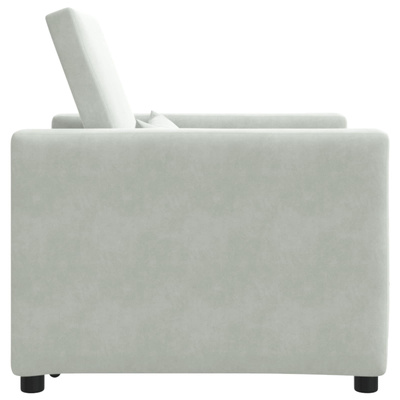Rozkładana sofa jednoosobowa z kółkami Jasnoszary Aksamit