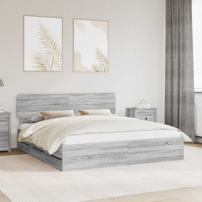 Ramka łóżka Szary Sonoma 200 x 200 cm Drewno inżynieryjne