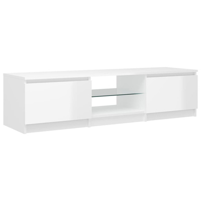 vidaXL Szafka pod TV z LED, biała, wysoki połysk, 140x40x35,5 cm