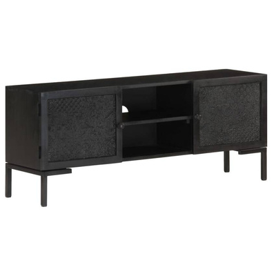 vidaXL Szafka pod TV, czarna, 115x30x46 cm, lite drewno mango