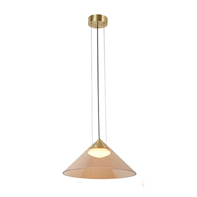 Lampa wisząca Presto 42 szklana złota z kloszem bursztynowym nad stół GX53