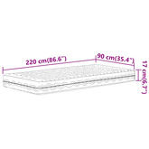 Materac piankowy, biały, 90x220 cm, twardość H2/H3